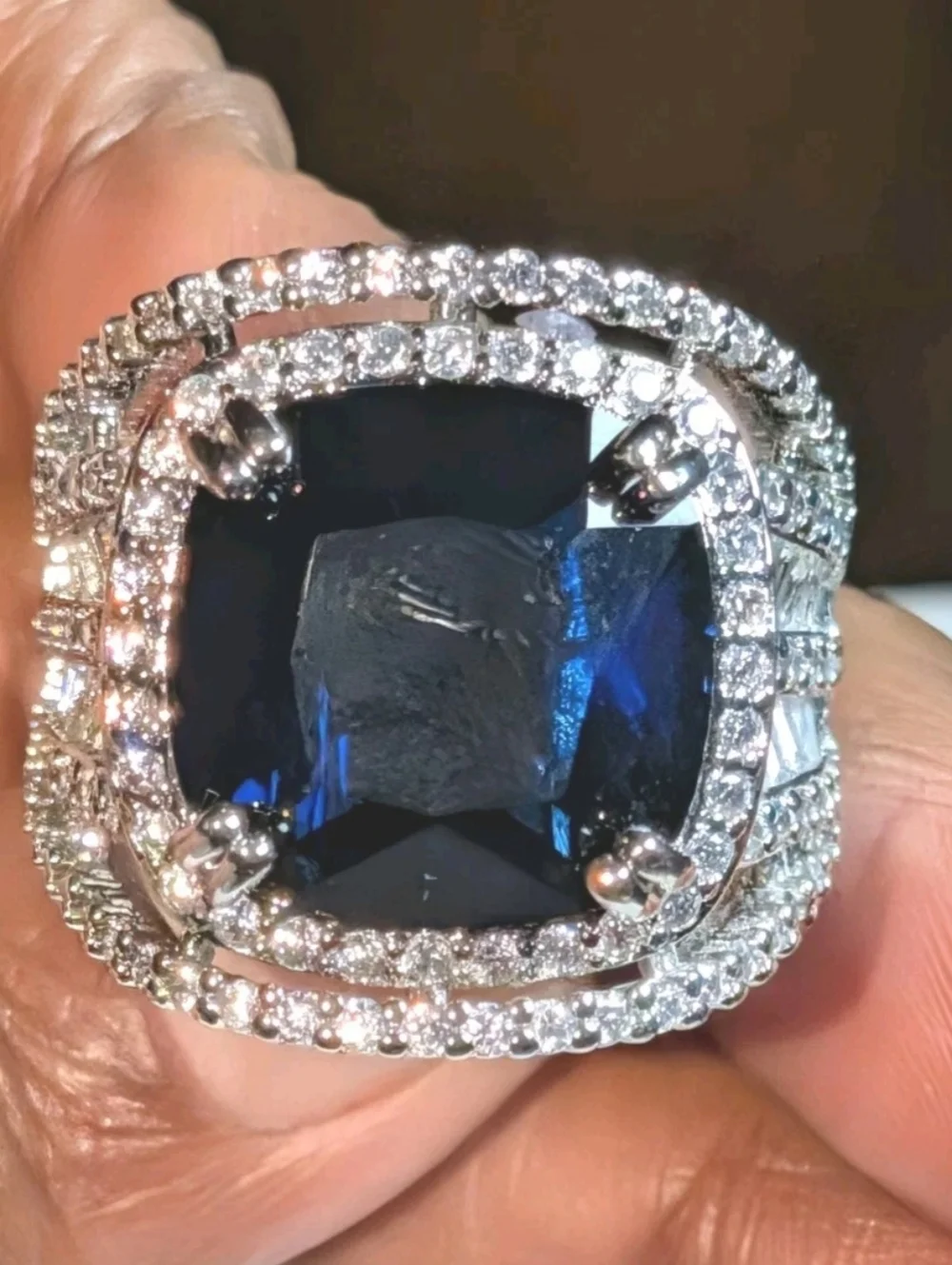 Sparkling Lab Created Sapphire 12.12CT Clean 2.48CT Shiny Clear CZ Stunning Ring